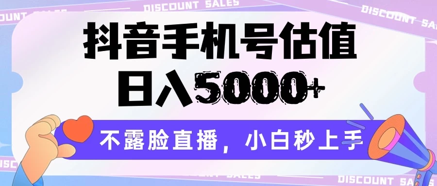 抖音手机号估值，日入5000+，不露脸直播，小白秒上手 - 网创&网赚 项目教学