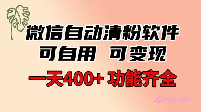 功能齐全的微信自动清粉软件，可自用可变现，一天 400+，0 成本免费分享 - 网创&网赚 项目教学