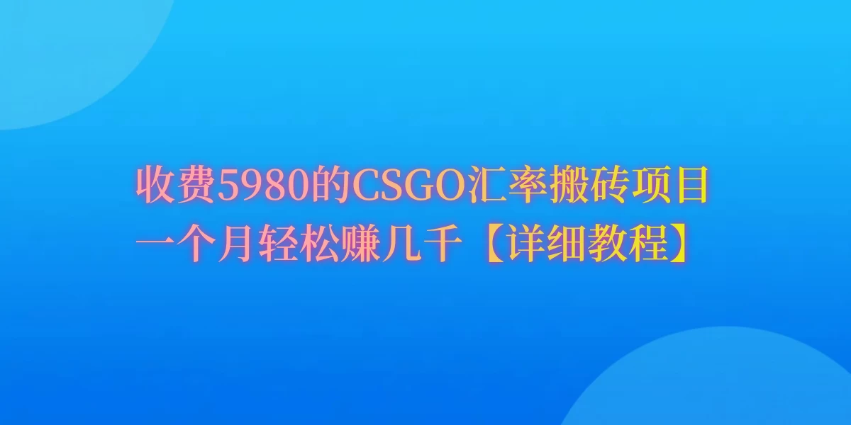 CSGO装备搬砖，月综合收益率高达60%，你也可以！ - 网创&网赚 项目教学