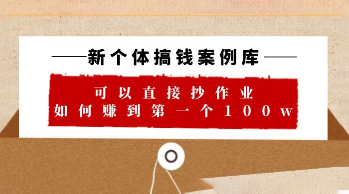 新个体搞钱案例库：可以直接抄作业，如何赚到第一个 100w（共 29 节视频+文档） - 网创&网赚 项目教学