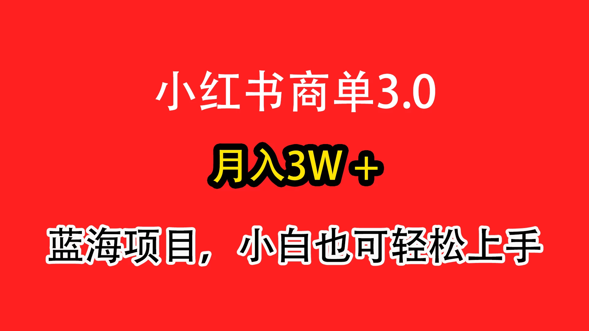 小红书商单3.0，月入3w＋，蓝海项目，小白轻松上手 - 网创&网赚 项目教学