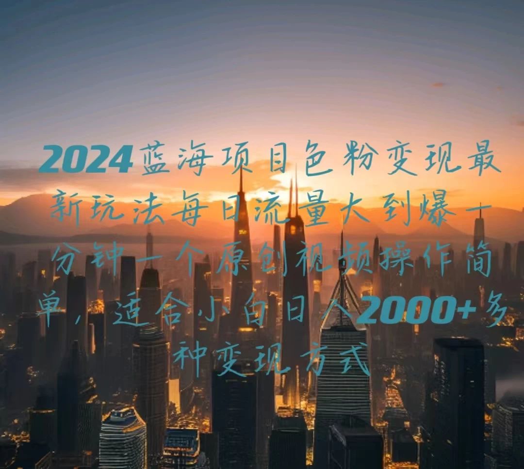 2024蓝海项目，色粉变现最新玩法，每日流量大到爆，一分钟一个原创视频操作简单适合小白，日入2000+多种变现方式 - 网创&网赚 项目教学