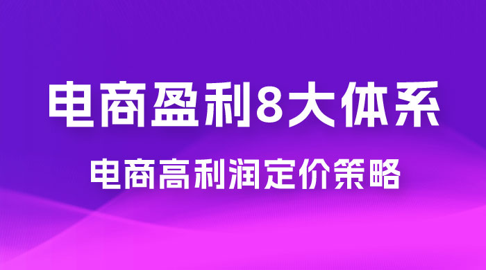 电商盈利 8 大体系：利润篇 · 利润定准电商高利润定价策略线上课（共 16 节） - 网创&网赚 项目教学