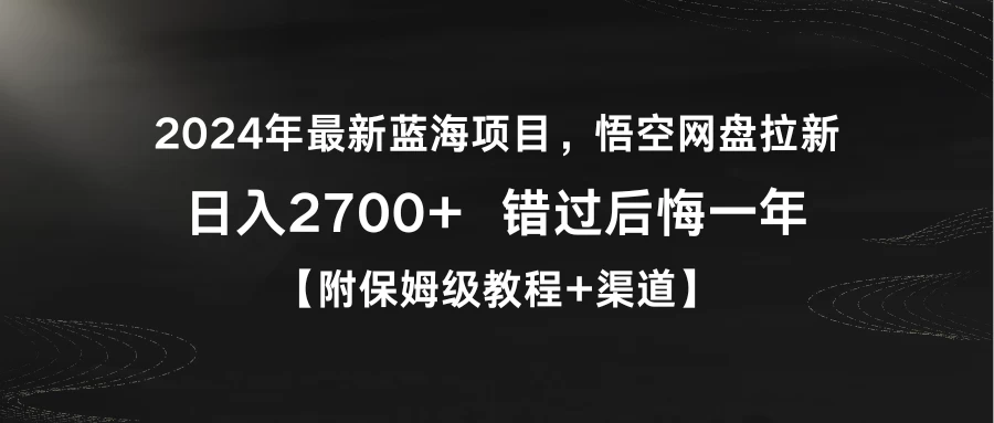 2024年最新蓝海项目，悟空网盘拉新，日入2700+错过后悔一年【附保姆级教程+渠道】 - 网创&网赚 项目教学