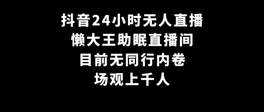 抖音24小时无人直播，懒大王助眠直播间，目前无同行内卷，场观上千人 - 网创&网赚 项目教学