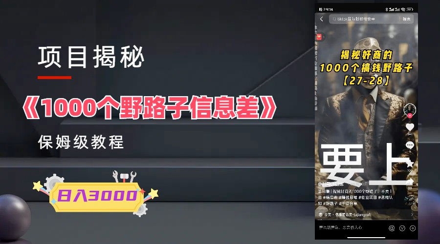 1000 个野路子信息差保姆式教程：单日变现 3000+ 的玩法解密 - 网创&网赚 项目教学