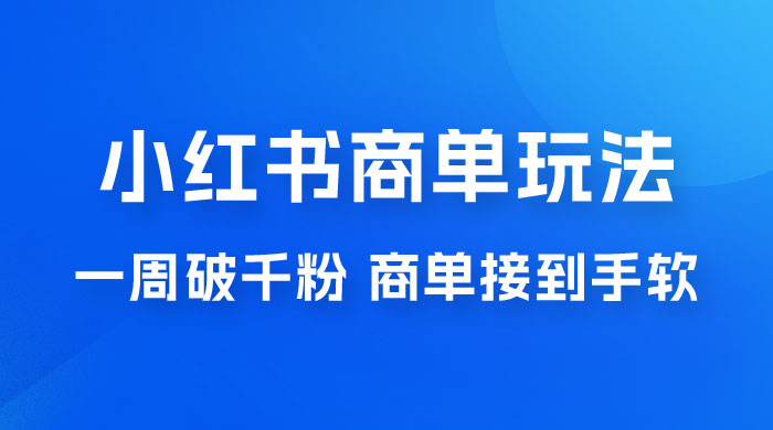小红书商单蓝海玩法，一周破千粉，商单接到手软，一单 150-800 - 网创&网赚 项目教学
