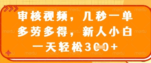 最新审核视频,几秒一单,多劳多得,新人小白一天轻松3张【揭秘】-HEIHUIX