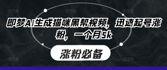 即梦AI生成猫咪黑帮视频,迅速起号涨粉,一个月5k-HEIHUIX