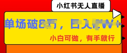 小红书无人直播，纯小白可做，有手就行，单场直播销售额破8w-HEIHUIX