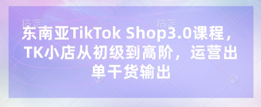 东南亚TikTok Shop3.0课程,TK小店从初级到高阶,运营出单干货输出-HEIHUIX