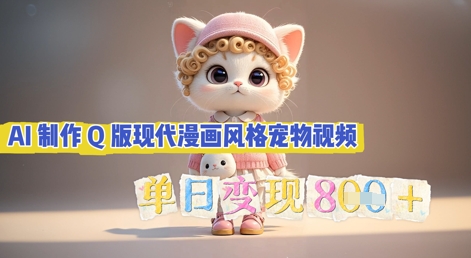 AI制作Q版现代漫画风格宠物视频,单日变现几张-HEIHUIX